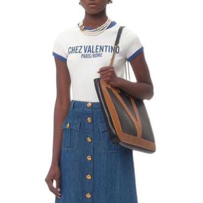 ヴァレンティノレディースクルーネック半袖Tシャツl5849