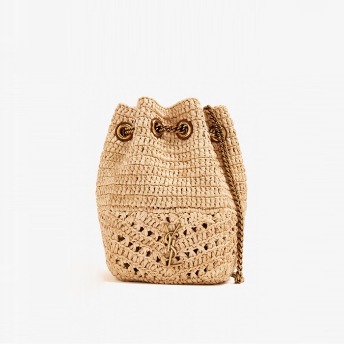 サンローランレディースラフィアジョーミニバケットバッグb5467