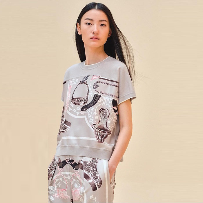 エルメスレディースクルーネック半袖Tシャツc6528