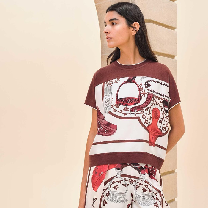 エルメスレディースクルーネック半袖Tシャツc6529