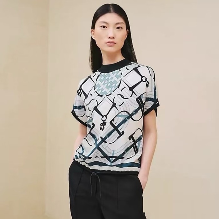 エルメスレディースクルーネック半袖Tシャツc6533