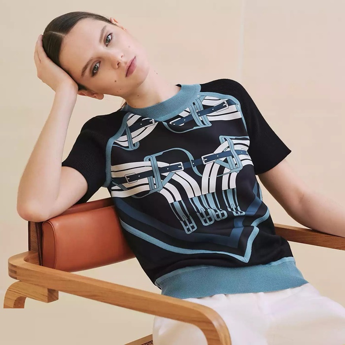 エルメスレディースクルーネック半袖Tシャツc6538