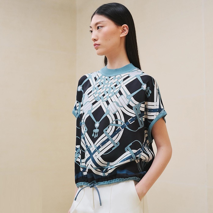 エルメスレディースクルーネック半袖Tシャツc6539