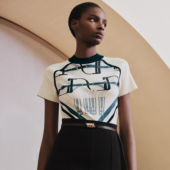 エルメスレディースクルーネック半袖Tシャツc6540