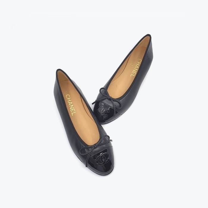 シャネルレディースラムスキンバレリーナフラットシューズs876