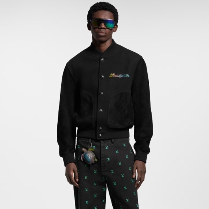 ルイヴィトンメンズレザーミックスバーシティブルゾンc6574