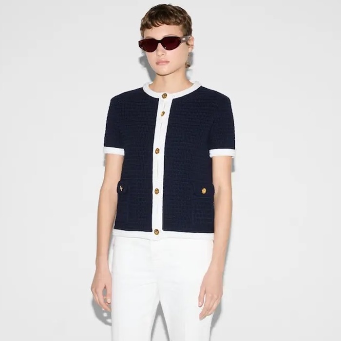 グッチレディースラウンド半袖カーディガンc6626