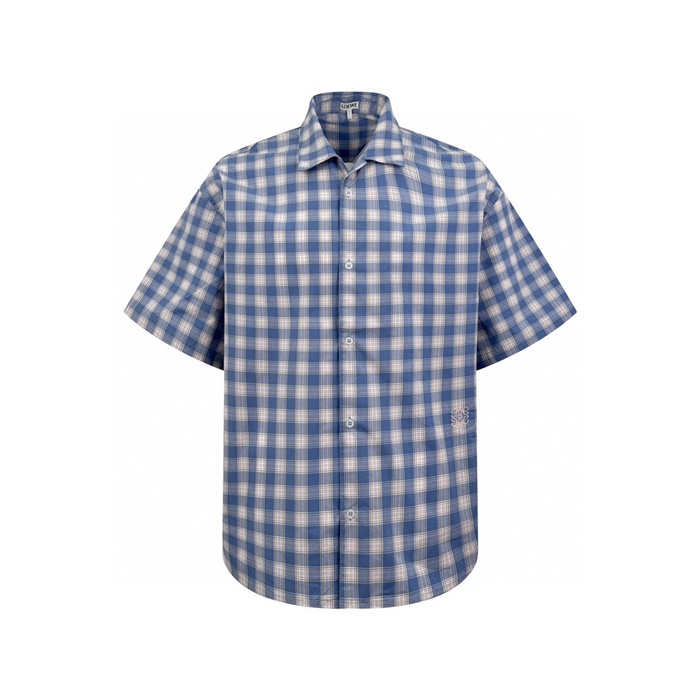 ロエベメンズ半袖チェックシャツc6865