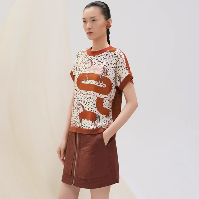 エルメスレディースクルーネック半袖Tシャツc6900