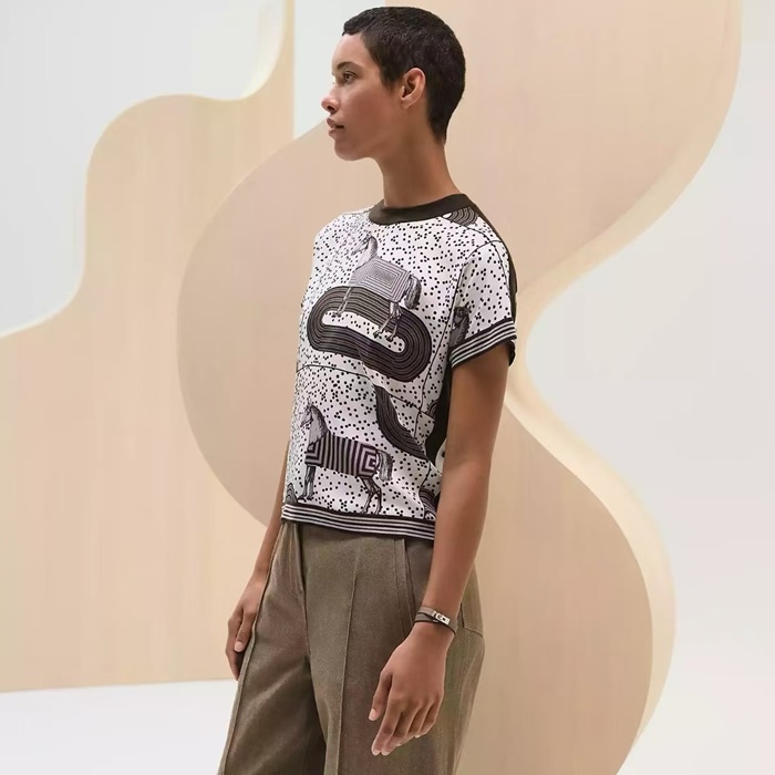 エルメスレディースクルーネック半袖Tシャツc6901