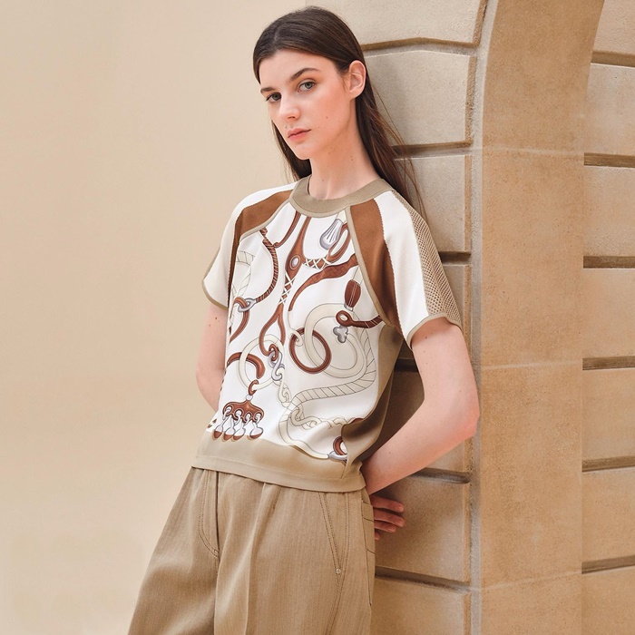 エルメスレディースクルーネック半袖Tシャツc6905