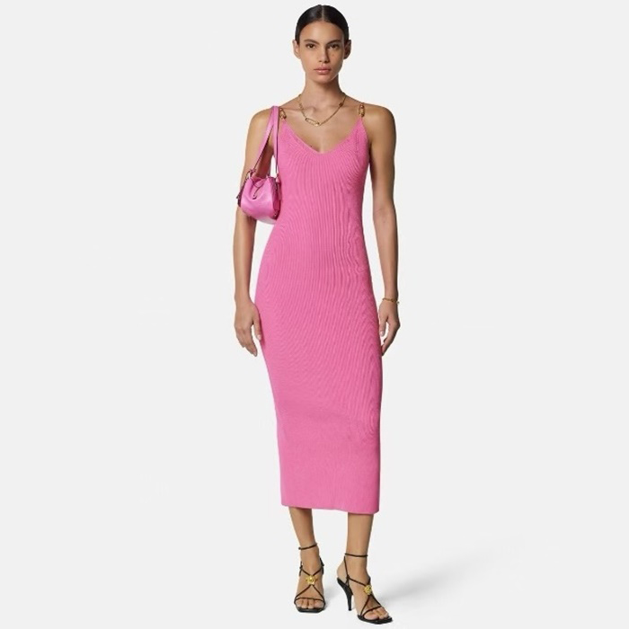 ヴェルサーチェレディースニットスリップミディドレスc7080