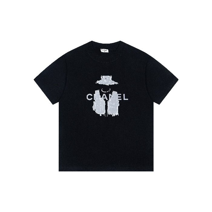 シャネルユニセックスラウンド半袖Tシャツc7132