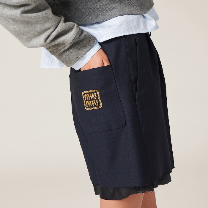 ミュウミュウメンズネイビーショートパンツc7186
