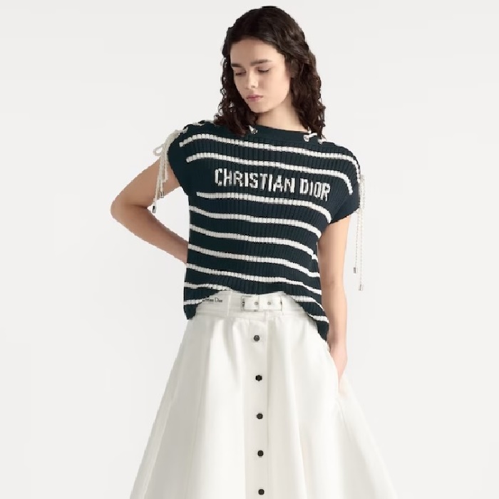 ディオールレディースディオールリヴィエラレースアップキャップスリーブセーターc7273