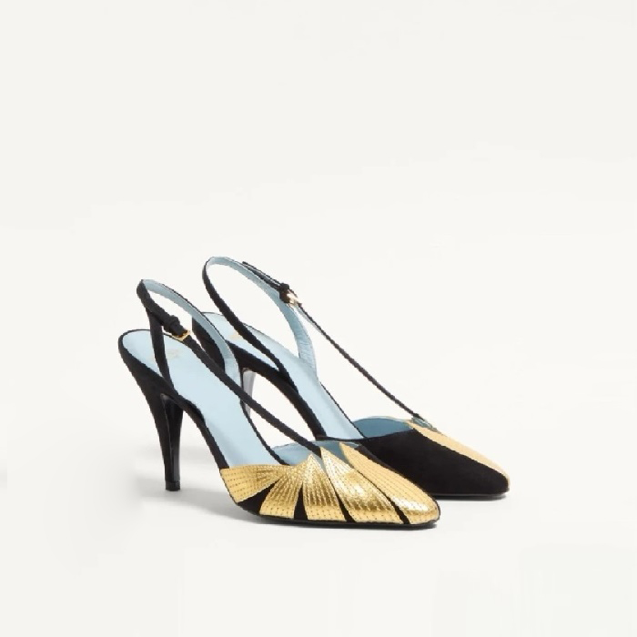 ヴァレンティノレディースポリポリアジュスエードスリングバッグパンプスs6083