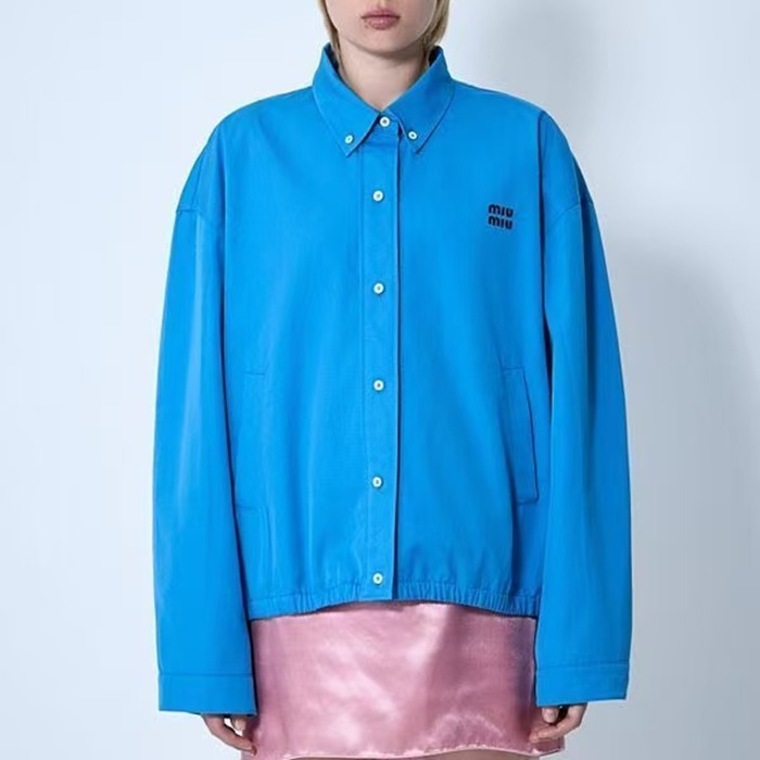 ミュウミュウレディースポプリンブルゾンジャケットc7314