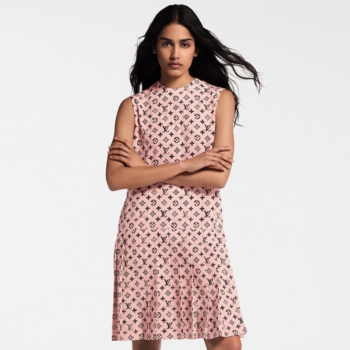 ルイヴィトンレディースウォッシュドモノグラムプリーツドレスc7342