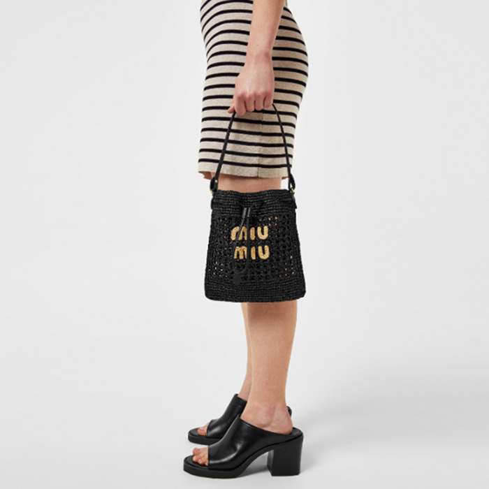 ミュウミュウレディースラフィアミニトートバッグb5914