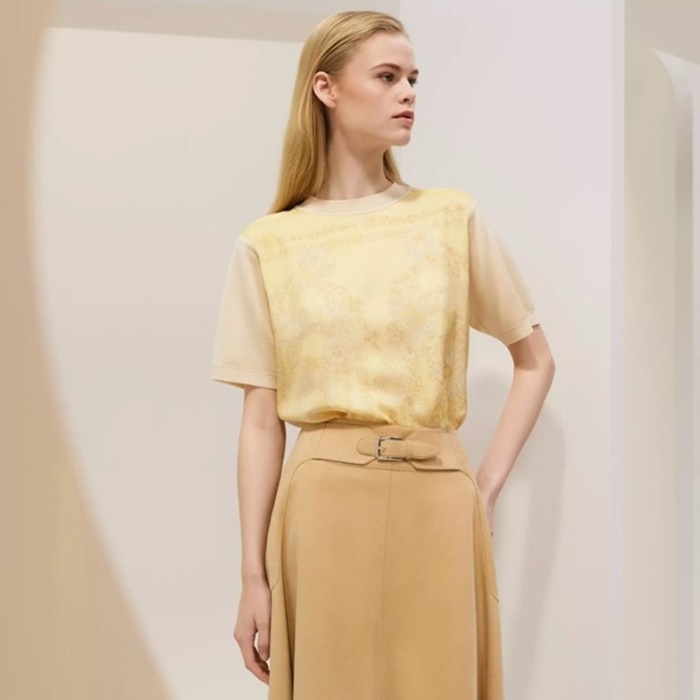 エルメスレディースクルーネック半袖Tシャツc7449