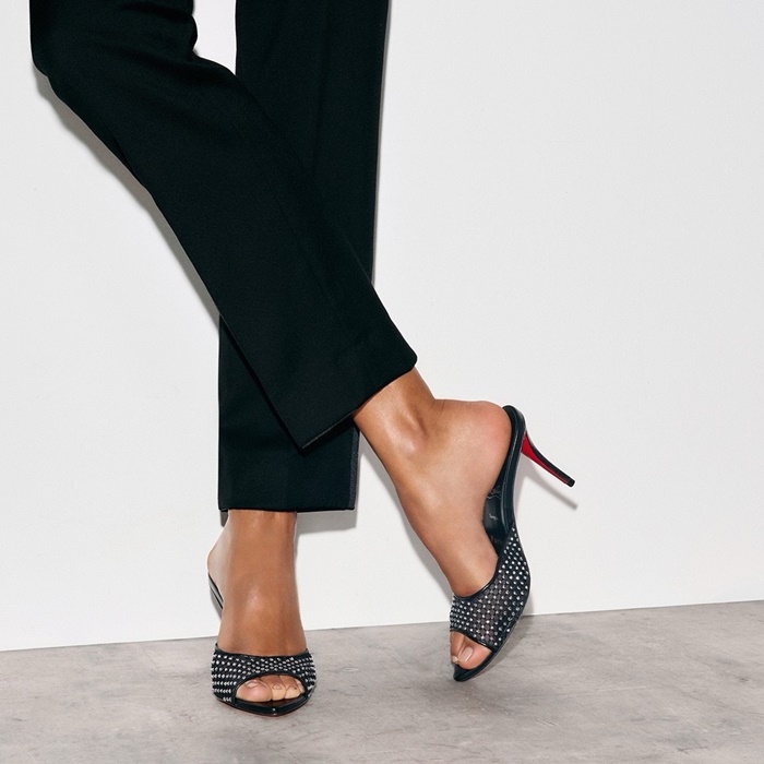 クリスチャンルブタンレディースクリスタルメッシュサンダルs6234