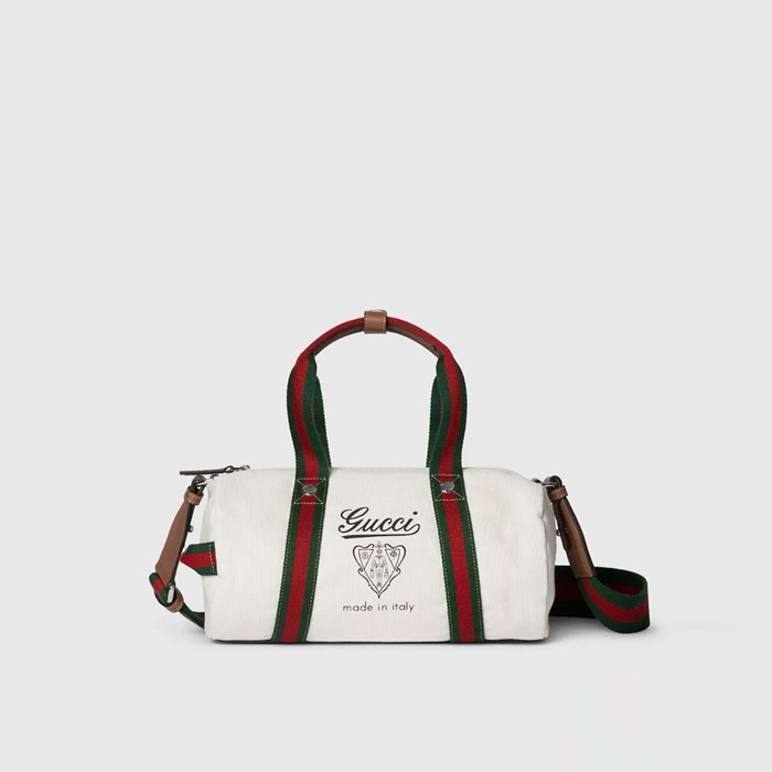 グッチメンズスモールプリントキャンバスダッフルバッグb5984