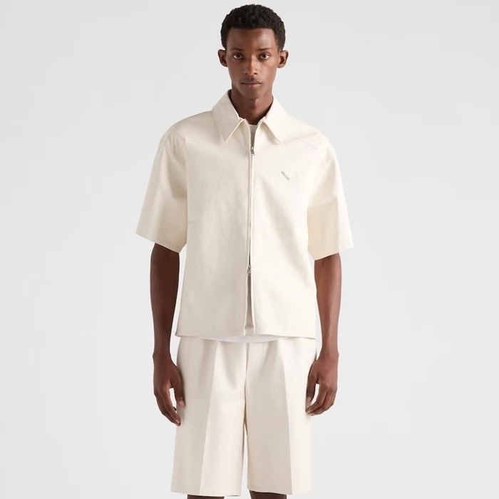 プラダメンズジップアップ半袖シャツc7578