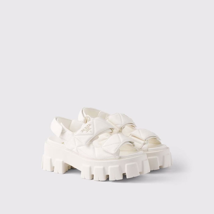 プラダレディースモノリスナッパレザーサンダルs6258