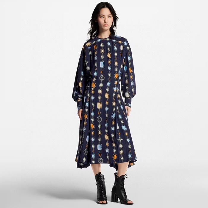 ルイヴィトンレディースロングスリーブドネックレスドレスc7708