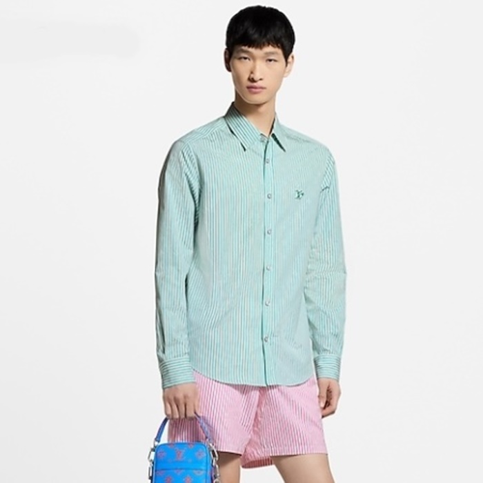 ルイヴィトンメンズモノグラムストライプドシャツc7715