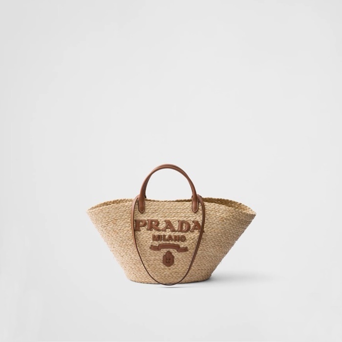 プラダレディースラージラフィアレザーショッパーバッグ1G479b7722