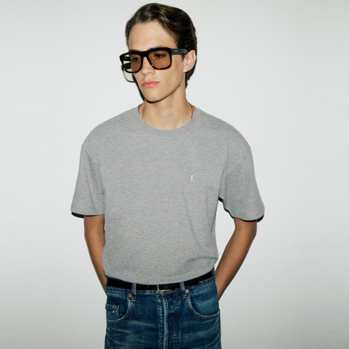 サンローランメンズラウンド半袖Tシャツc7731