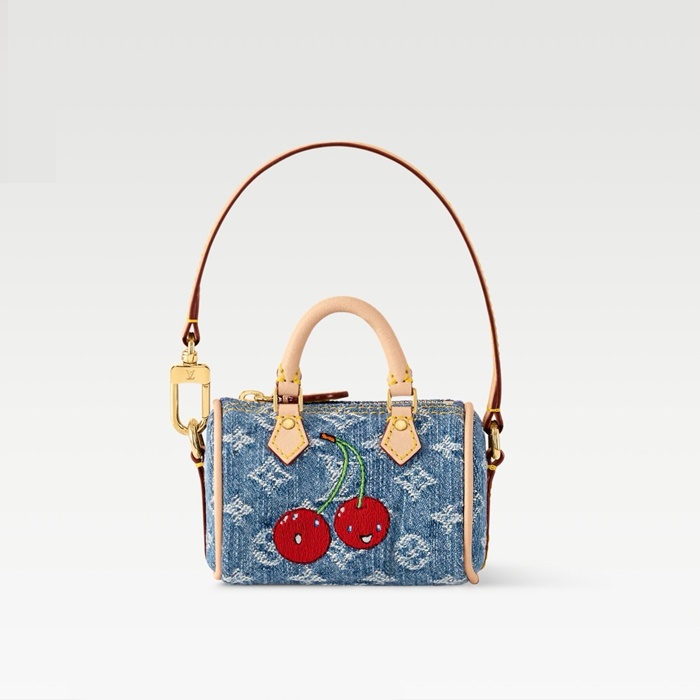 ルイヴィトンユニセックスマイクロスピーディデニムスリーズバッグチャームc5927