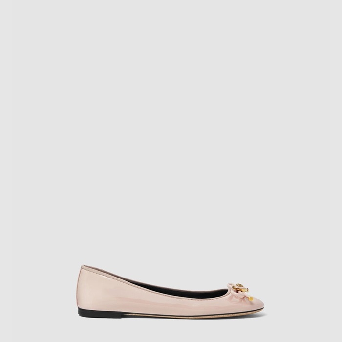 ヴェルサーチェレディースリボンエナメルバレエシューズs6547