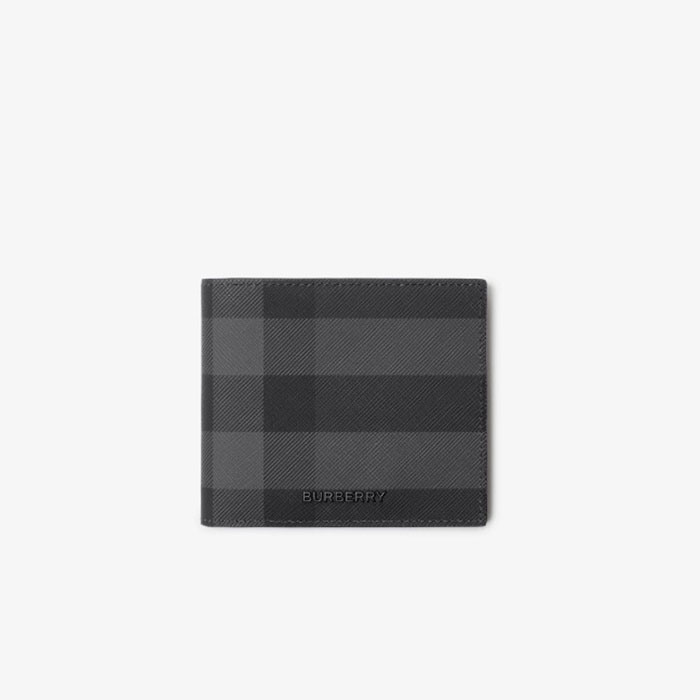 バーバリーメンズチェックバイフォールド二つ折り財布w354