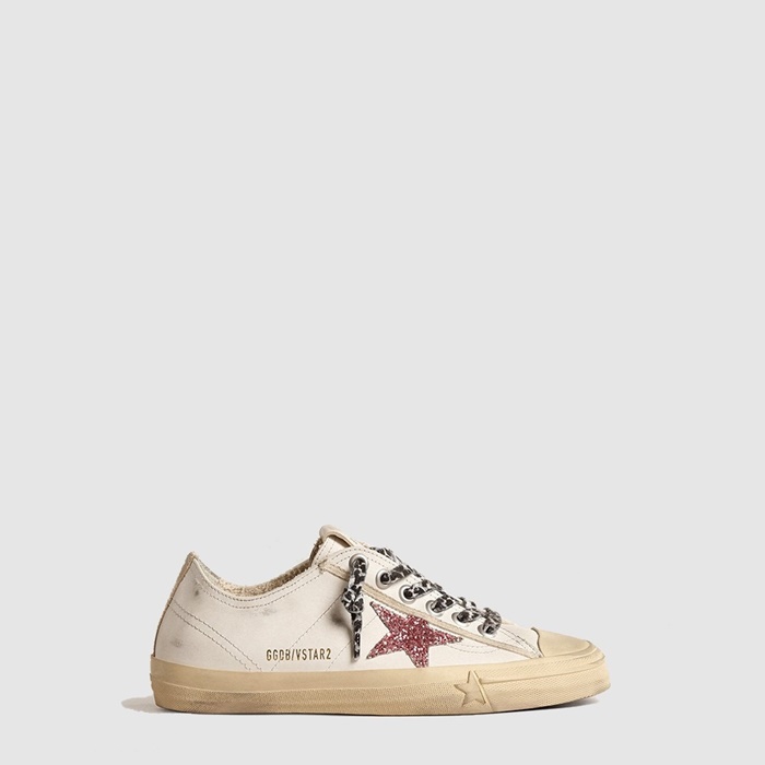 ゴールデングースレディースピンクグリッタースターメタリックレザーヒールタブV-スターs6586