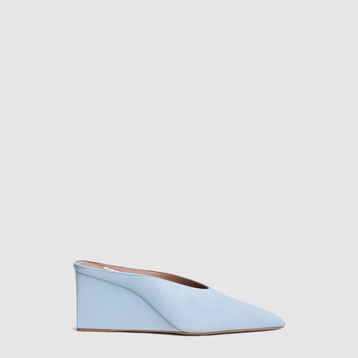 アライアレディースサテンキューブウェッジミュールs6709