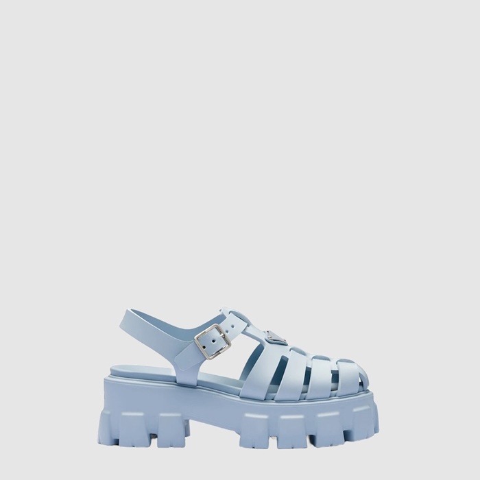 プラダレディースモノリスクロシェケージーサンダルs6749