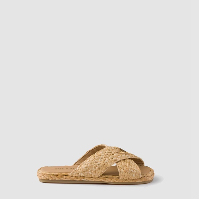 プラダレディースラフィアスライドs6869