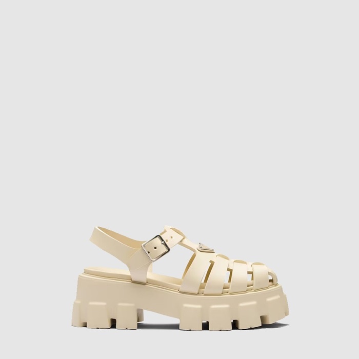 プラダレディースモノリスクロシェケージーサンダルs6896