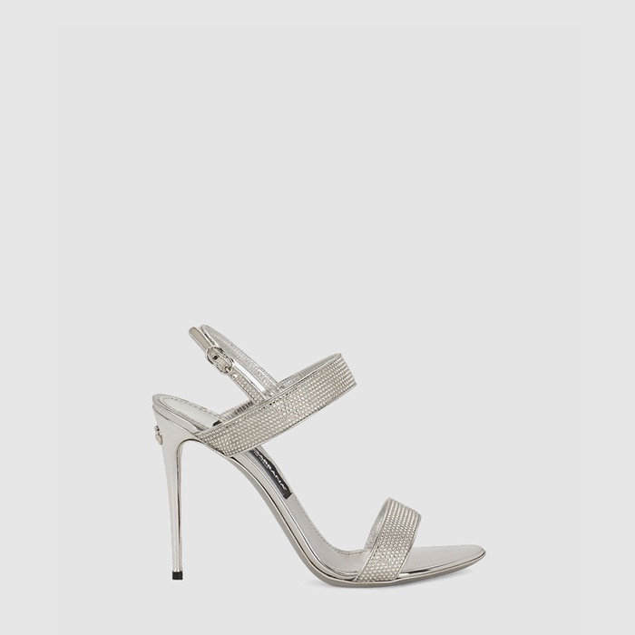 ドルチェ＆ガッバーナレディースラインストーンサテンサンダルs6908