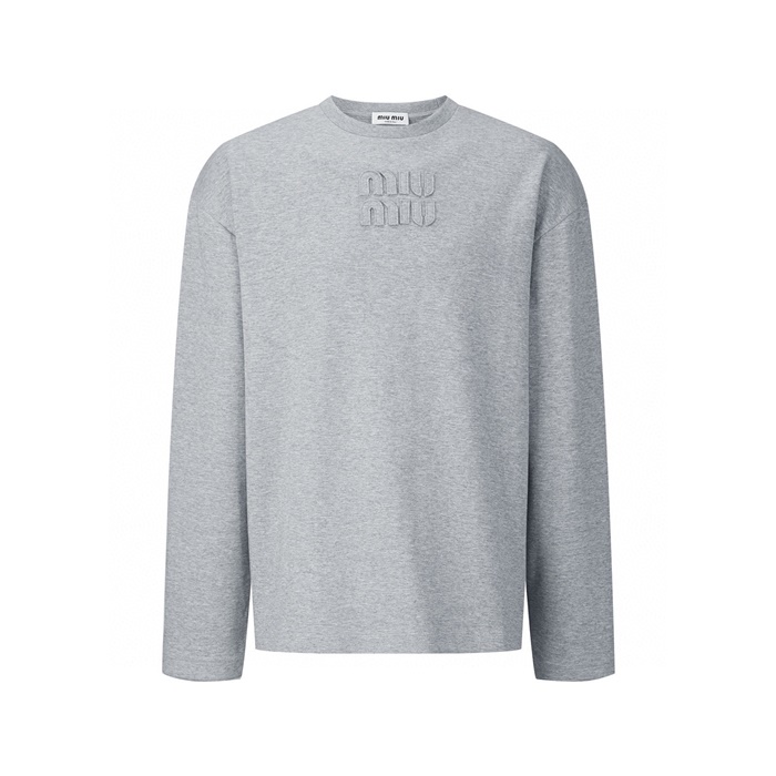 ミュウミュウユニセックスラウンド長袖Tシャツc7909