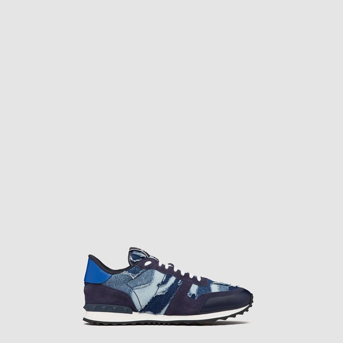 ヴァレンティノメンズラミネーテッドカモフラージュノワールロックランナースニーカーs7559