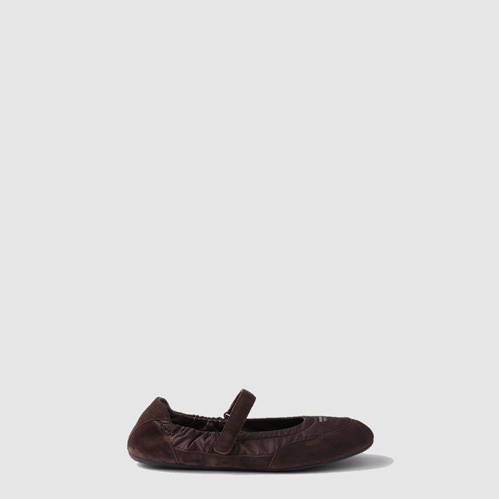 プラダレディースコラプシブルリナイロンおよびスエードバレリーナs7873