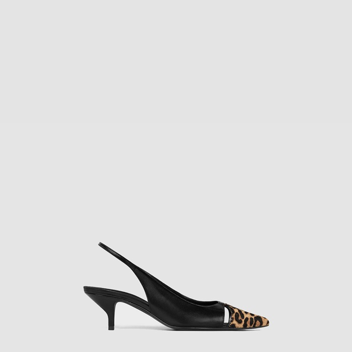 セリーヌレディースレオパードプリントヘアリーカーフスキンs7945