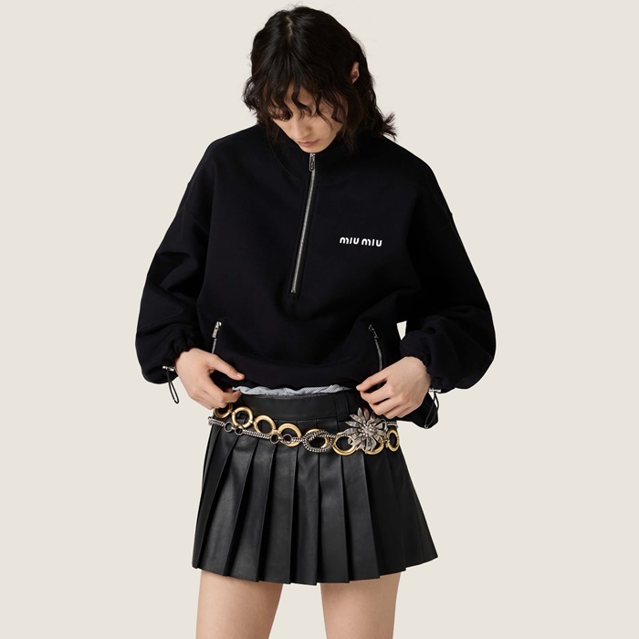 ミュウミュウレディースジップアップ長袖Tシャツ-c7986