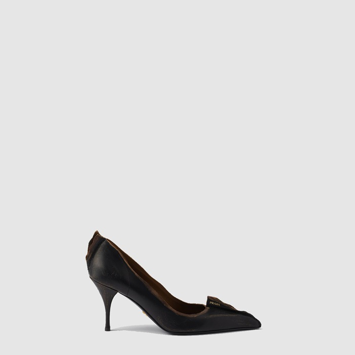 プラダレディースアンティークレザーパンプスs8217