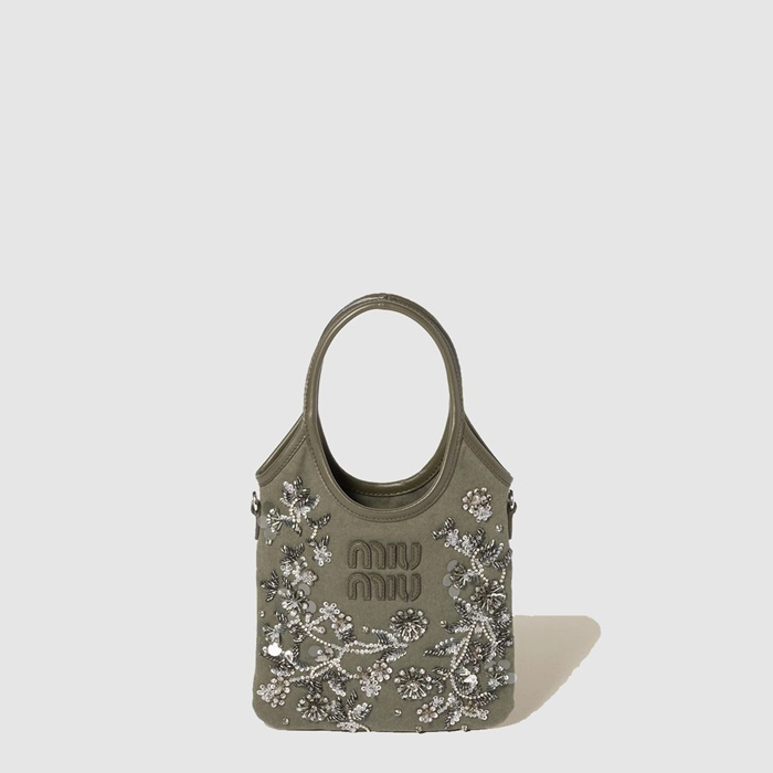 ミュウミュウレディースアイビーエンブロイダードギャバジンバッグb10272