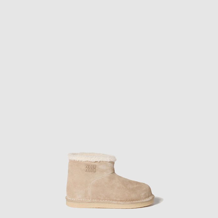 ミュウミュウレディーススエードシアリングブーツs8347