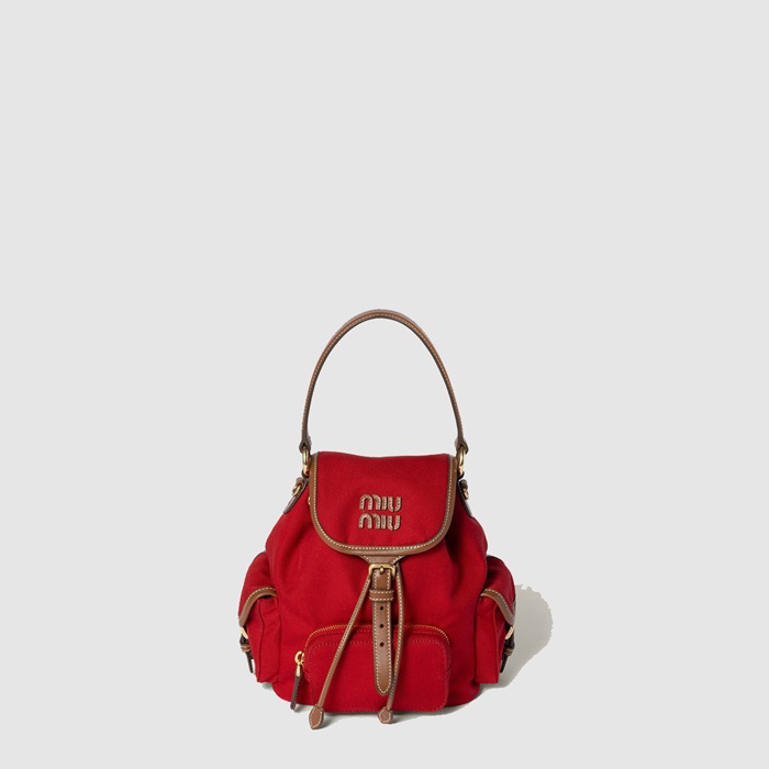 ミュウミュウレディースキャンバスレザーバックパックb11016